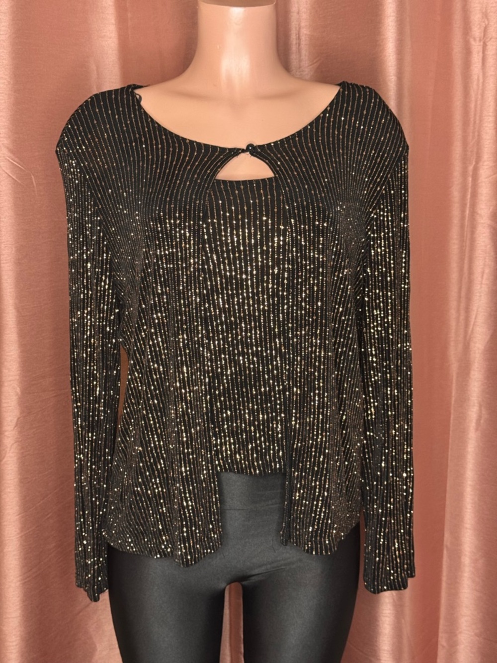 Sparkle Black Metallic Two-Piece Top